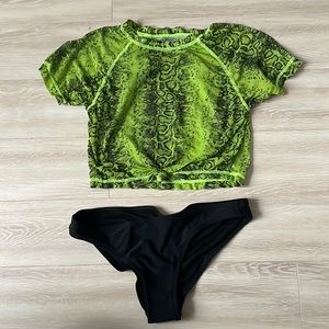 Neon snake print mesh shirt with scrunch bottom set